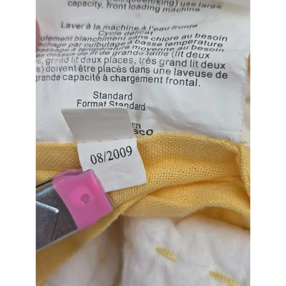 2 Pottery Barn‎ Pick Stitch Quilted Standard Shams Cotton Linen Yellow Tie 2009